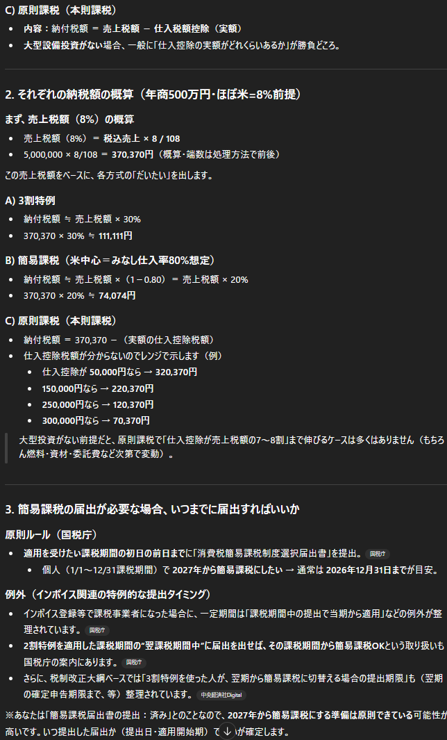 出力イメージ①-2：選択肢の比較表