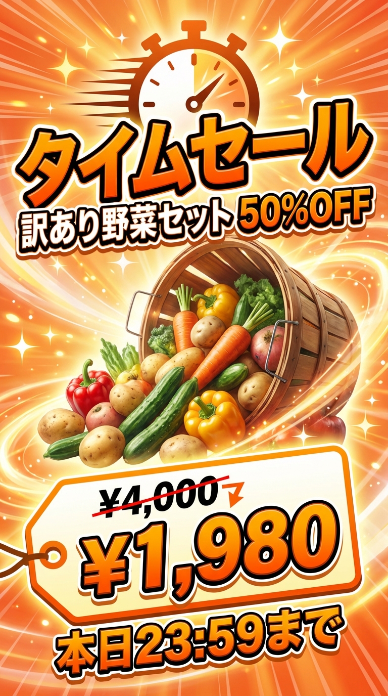 タイムセール告知の出力例