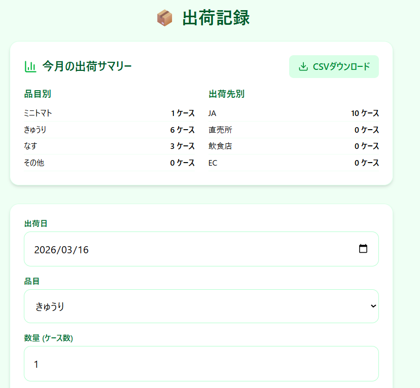 フェーズ2:集計+CSVダウンロードのシステム画面