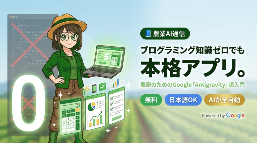 プログラミング知識ゼロでも本格アプリ。農家のためのGoogle「Antigravity」超入門