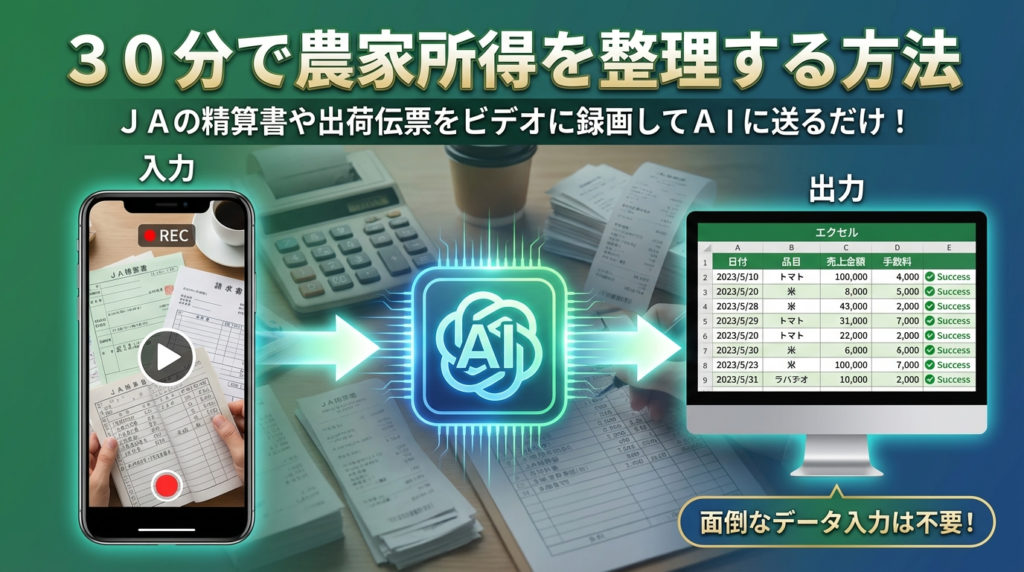 JAの精算書や出荷伝票、動画に撮ってAIに渡すだけ。農業収入を30分で整理する方法